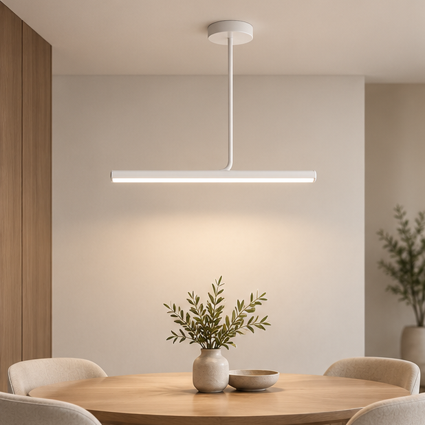 RoyaleGlow Modern Long Tube Pendant Light - Remote Dimmable Hanging Lamp