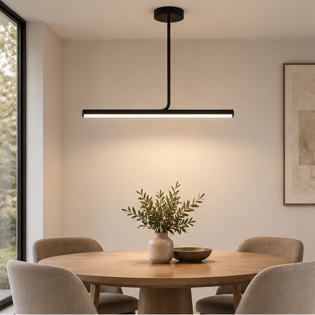 RoyaleGlow Modern Long Tube Pendant Light - Remote Dimmable Hanging Lamp