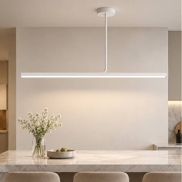 RoyaleGlow Modern Long Tube Pendant Light - Remote Dimmable Hanging Lamp
