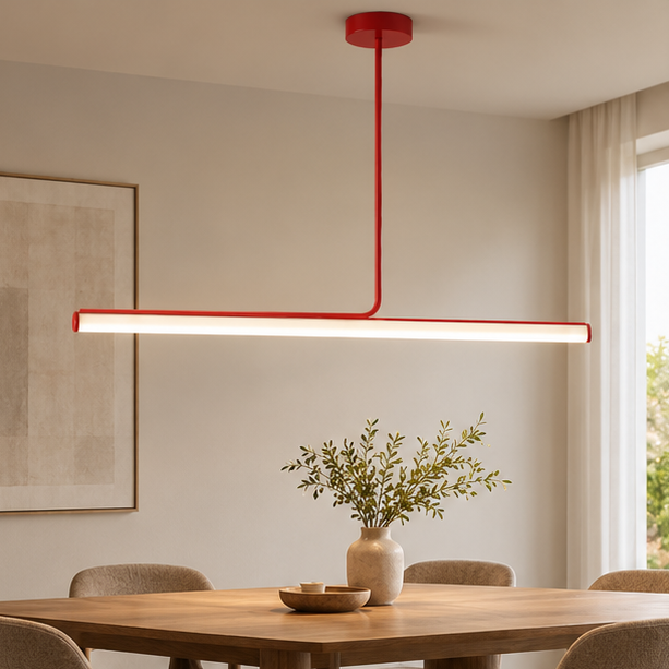 RoyaleGlow Modern Long Tube Pendant Light - Remote Dimmable Hanging Lamp