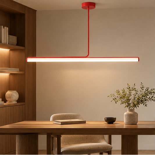 RoyaleGlow Modern Long Tube Pendant Light - Remote Dimmable Hanging Lamp