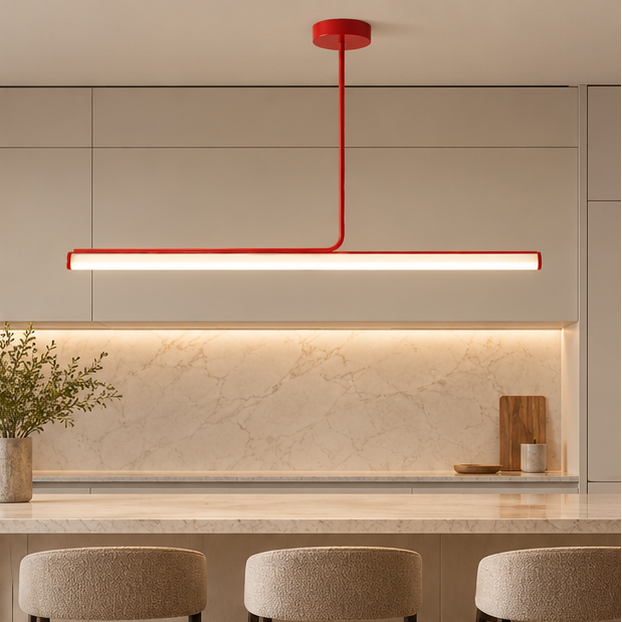 RoyaleGlow Modern Long Tube Pendant Light - Remote Dimmable Hanging Lamp