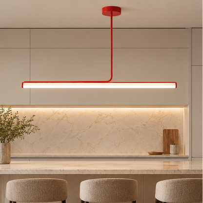 RoyaleGlow Modern Long Tube Pendant Light - Remote Dimmable Hanging Lamp