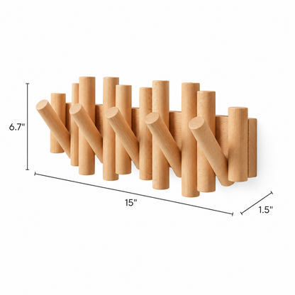 Royallure Wooden Coat Hooks for Wall - Stylish Flip Down Key Hooks for Organization