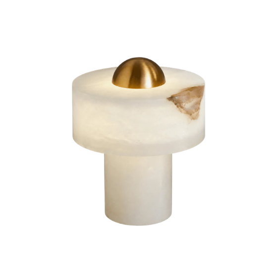 Minimalist Alabaster Brass Pillar Table Lamp 0