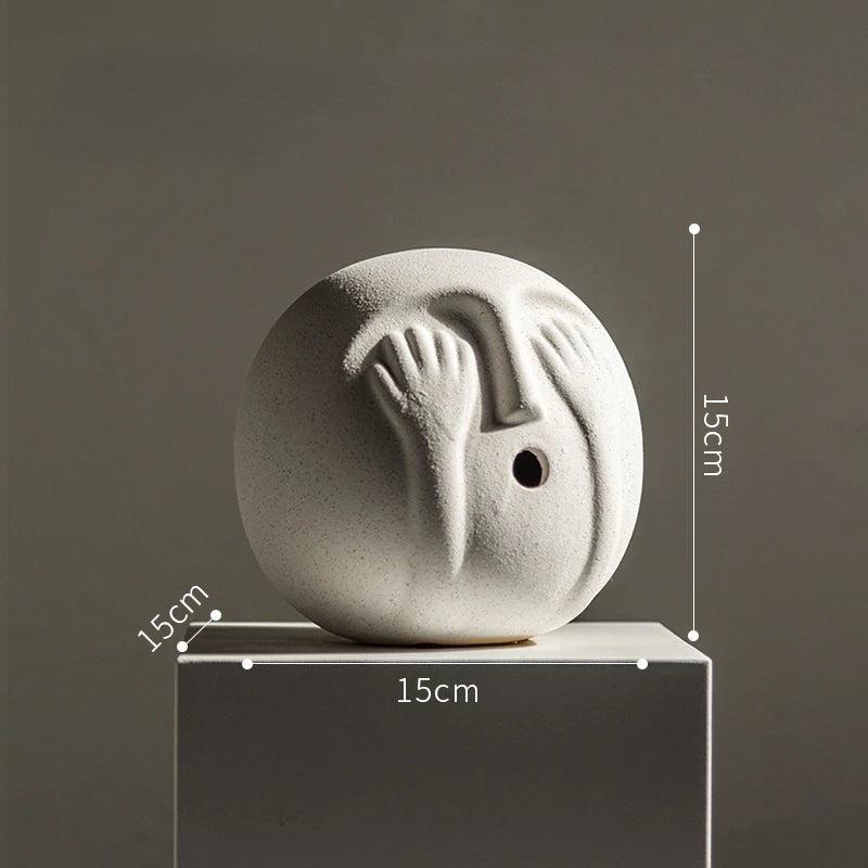 RoyaleGlow Abstract Ceramic Face Sculpture - Modern Minimalist Art Decor 15cm-Royale Basic