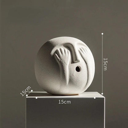 RoyaleGlow Abstract Ceramic Face Sculpture - Modern Minimalist Art Decor 15cm-Royale Basic