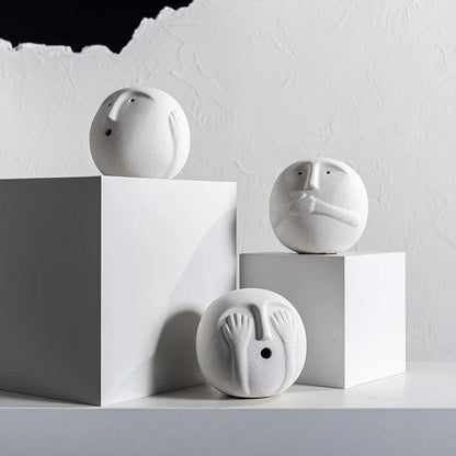RoyaleGlow Abstract Ceramic Face Sculpture - Modern Minimalist Art Decor 15cm-Royale Basic
