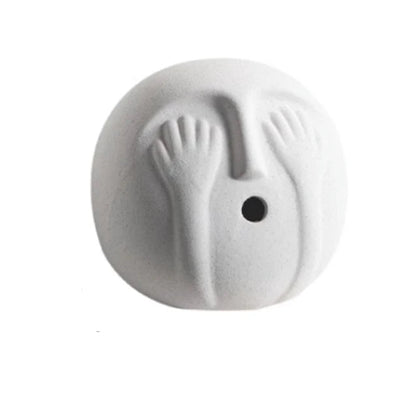 RoyaleGlow Abstract Ceramic Face Sculpture - Modern Minimalist Art Decor 15cm-Royale Basic