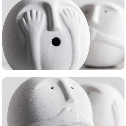 RoyaleGlow Abstract Ceramic Face Sculpture - Modern Minimalist Art Decor 15cm-Royale Basic