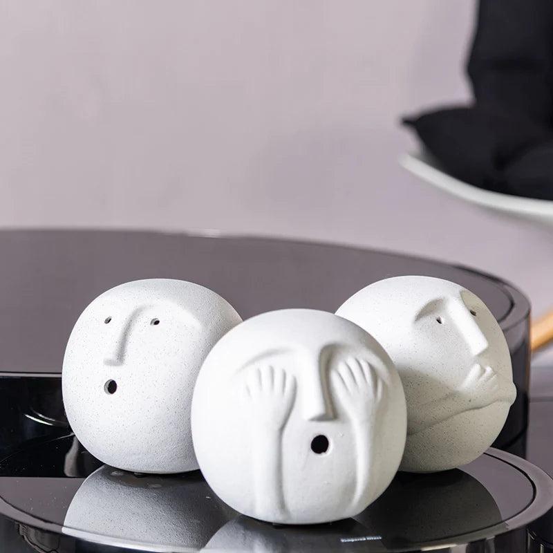 RoyaleGlow Abstract Ceramic Face Sculpture - Modern Minimalist Art Decor 15cm-Royale Basic