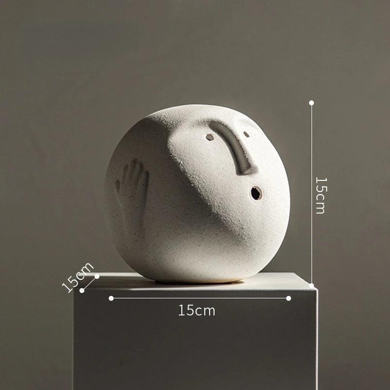 RoyaleGlow Abstract Ceramic Face Sculpture - Modern Minimalist Art Decor 15cm-Royale Basic