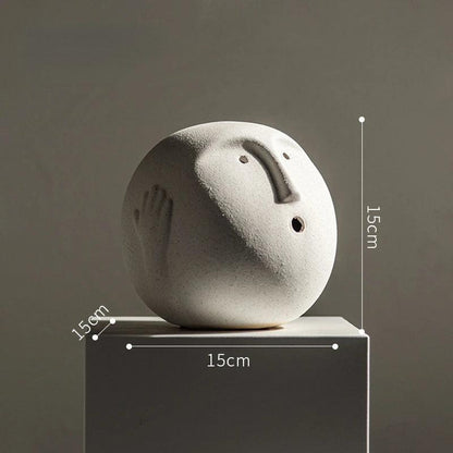 RoyaleGlow Abstract Ceramic Face Sculpture - Modern Minimalist Art Decor 15cm-Royale Basic