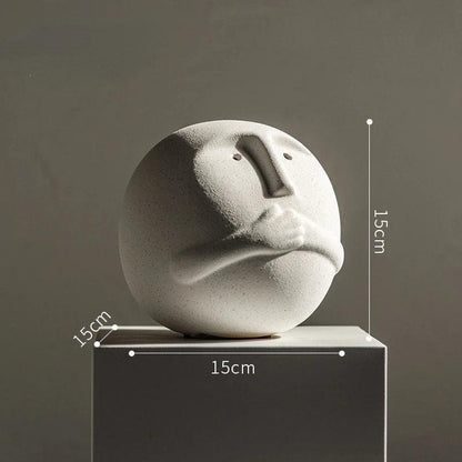 RoyaleGlow Abstract Ceramic Face Sculpture - Modern Minimalist Art Decor 15cm-Royale Basic