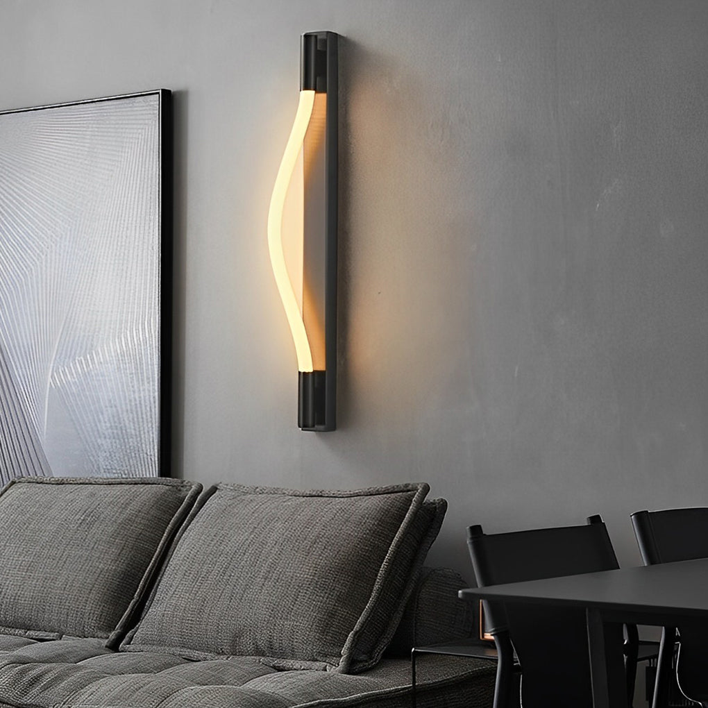 Minimalist Handwoven Ropes Flexible LED Metal Black Modern Wall Lamp 0