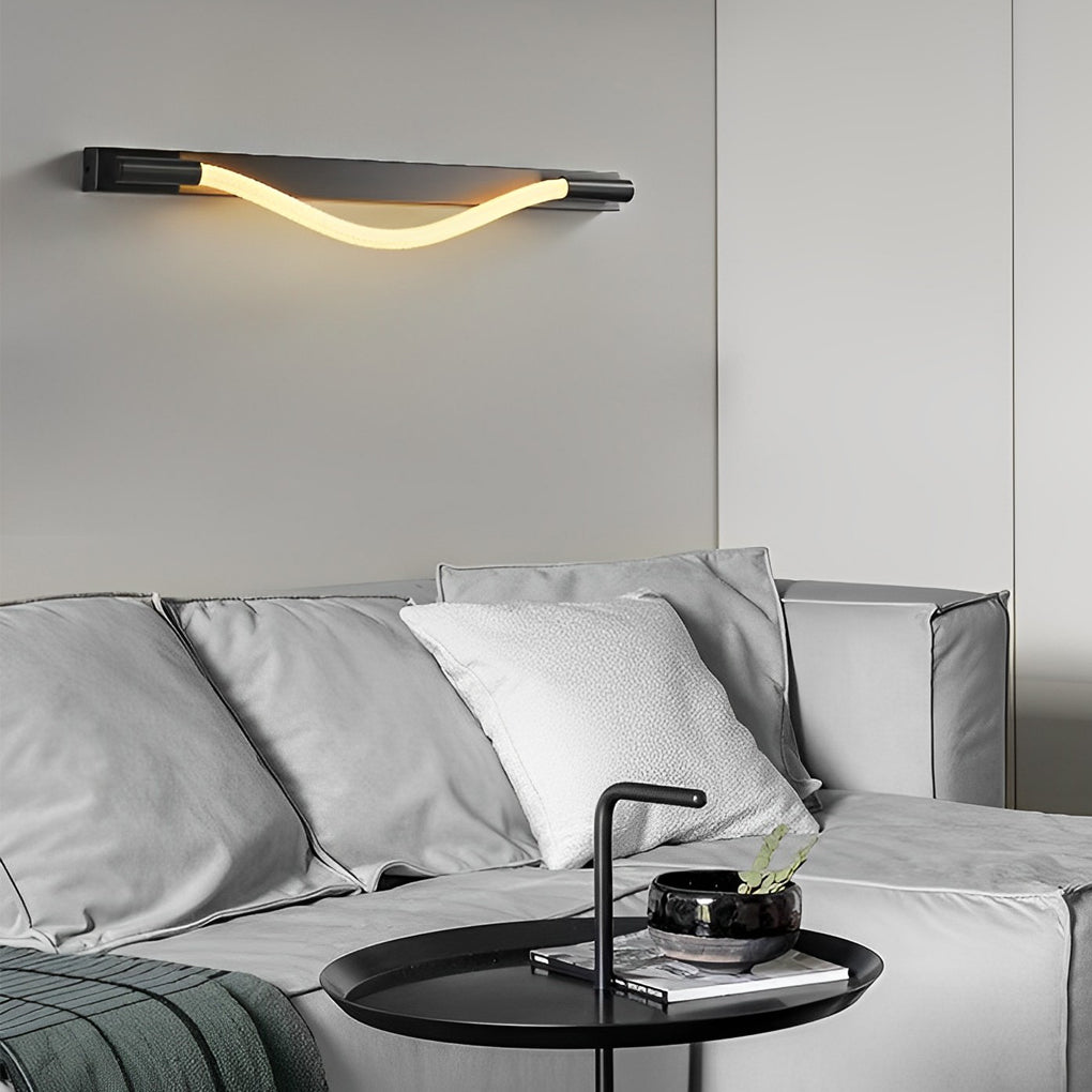 Minimalist Handwoven Ropes Flexible LED Metal Black Modern Wall Lamp 1