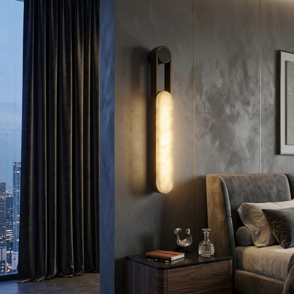 Minimalist Oblong Alabaster Wall Lamp 1