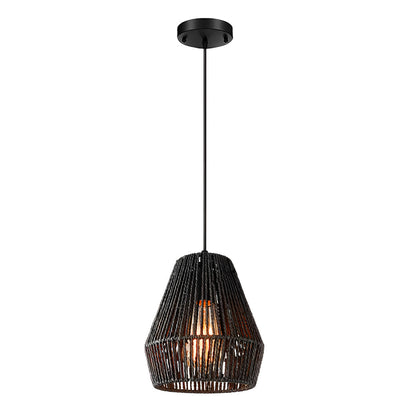 Minimalist Paper Rattan Handmade Black Japanese-style Pendant Lights 3