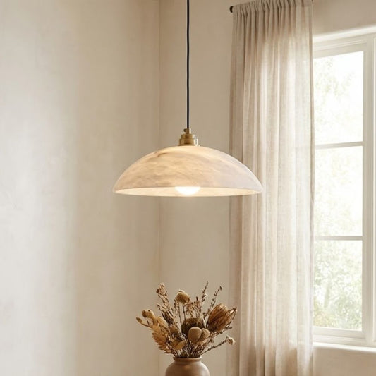 Minimalist Pendant Light White Alabaster Adjustable Height 0