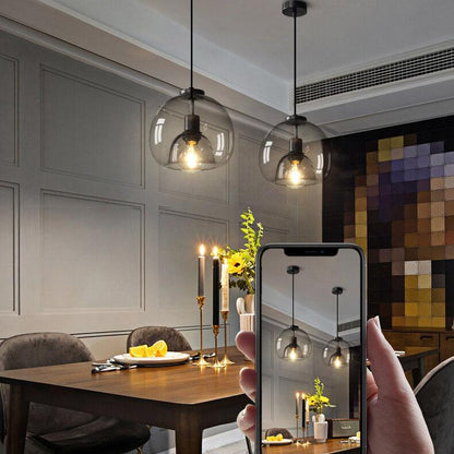 Minimalist Smoked Glass Dome Pendant Light 1-light 5