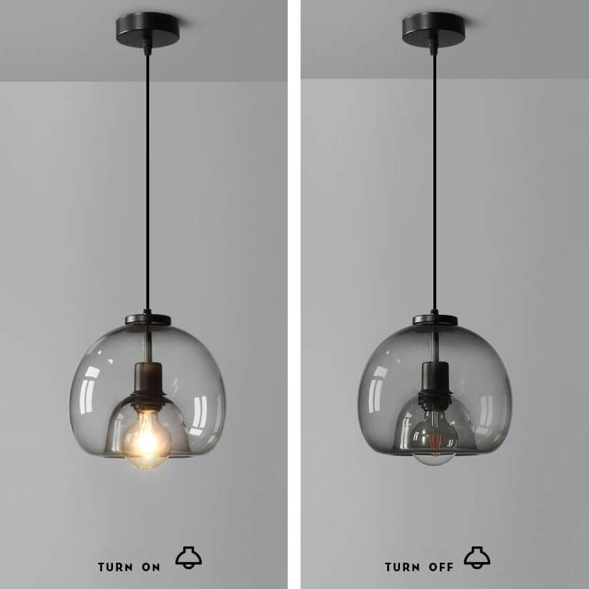 Minimalist Smoked Glass Dome Pendant Light 1-light 7