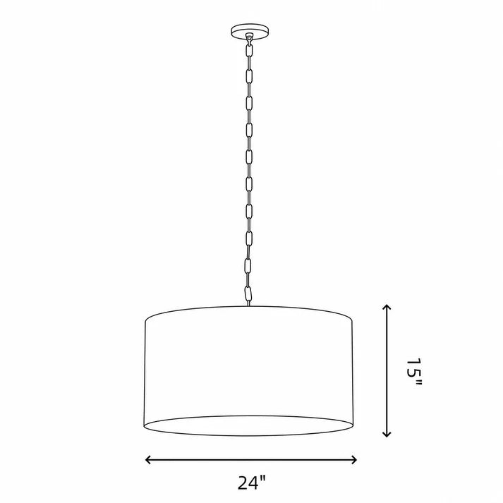 Royelux Modern Farmhouse White Linen Drum Pendant Light