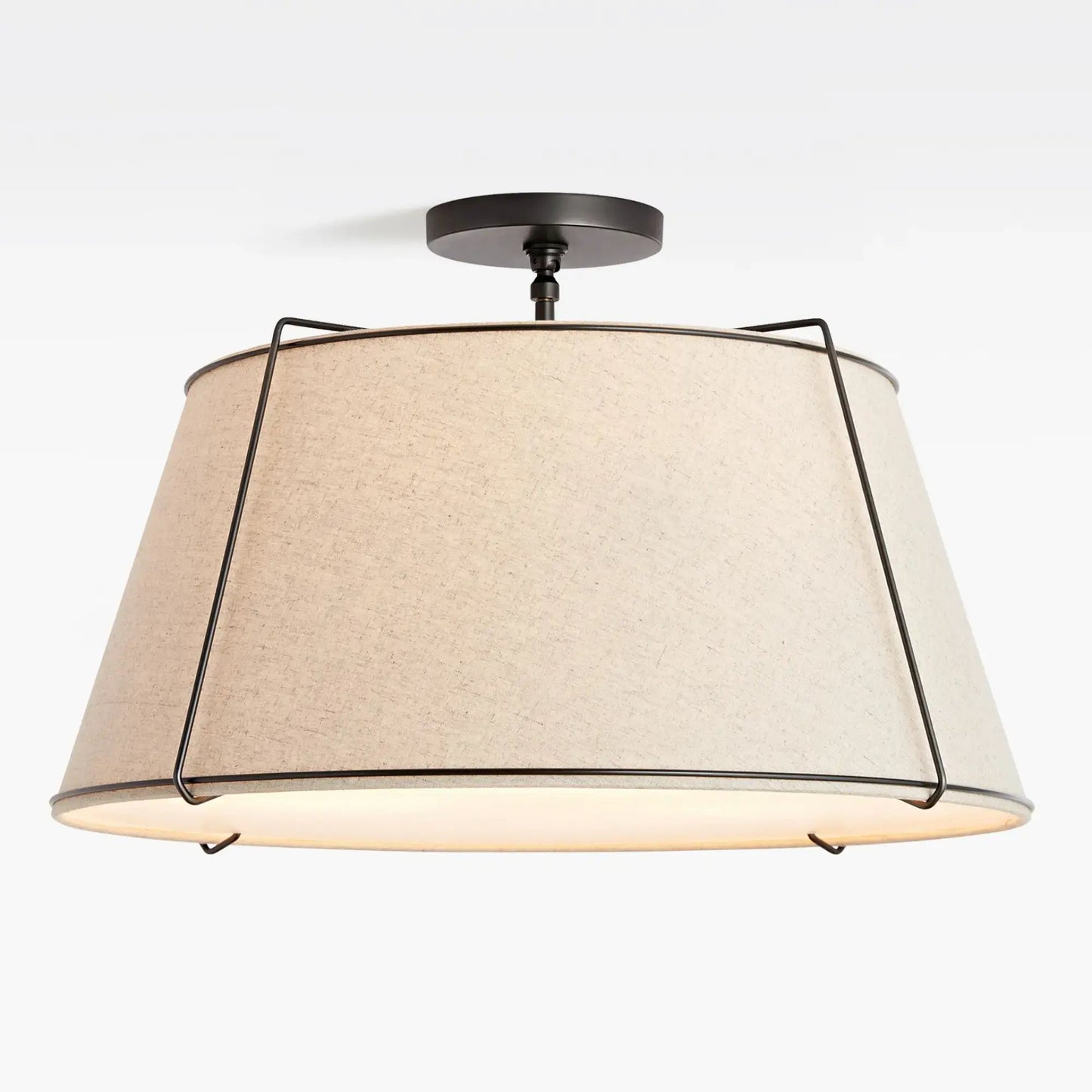 Mireya Modern Farmhouse Linen Drum Ceiling Light 10