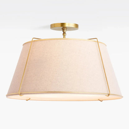 Mireya Modern Farmhouse Linen Drum Ceiling Light 11