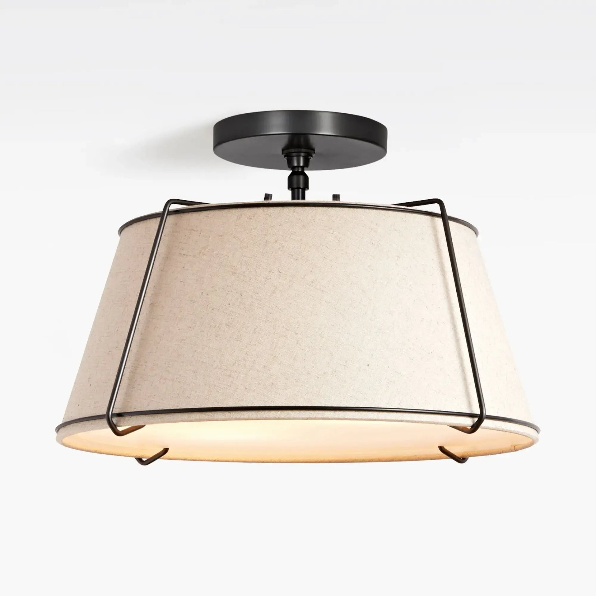 Mireya Modern Farmhouse Linen Drum Ceiling Light 13