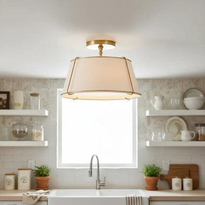 Mireya Modern Farmhouse Linen Drum Ceiling Light 2