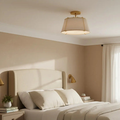 Mireya Modern Farmhouse Linen Drum Ceiling Light 5