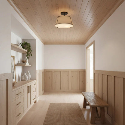 Mireya Modern Farmhouse Linen Drum Ceiling Light 7