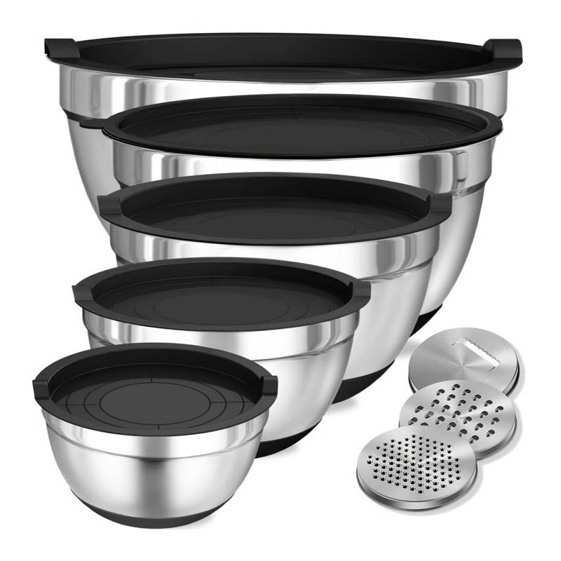 Mixing Bowl Set Stainless Steel with Airtight Lids Non Slip Base