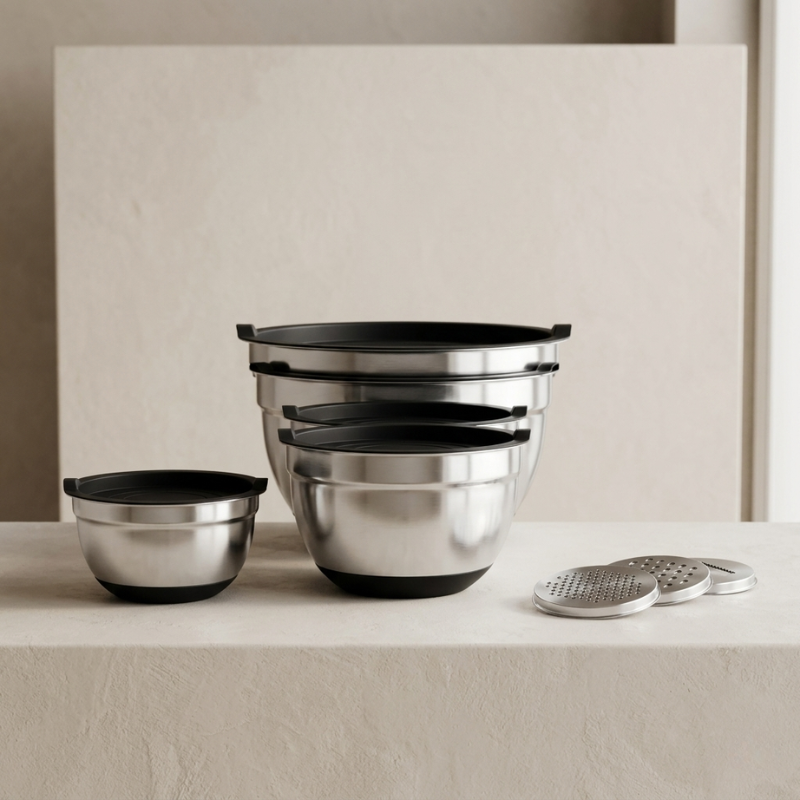 Mixing Bowl Set Stainless Steel with Airtight Lids Non Slip Base