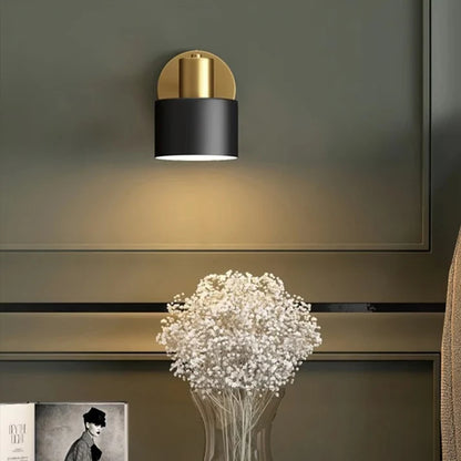 RoyaleGlow Modern Brass Adjustable Wall Sconce with Black Metal Shade