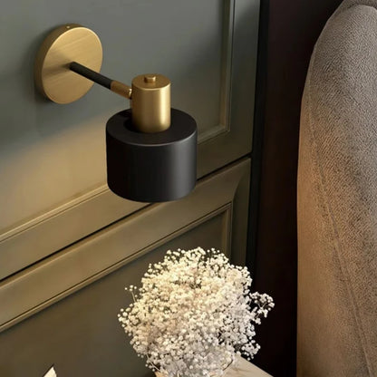 RoyaleGlow Modern Brass Adjustable Wall Sconce with Black Metal Shade