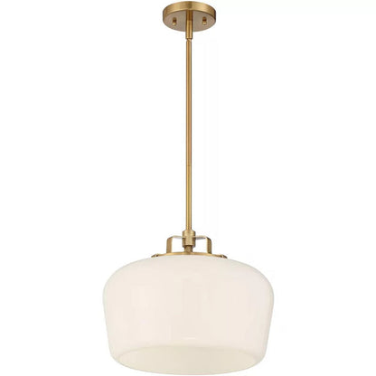 RoyaleGlow Modern Antique Brass Opal Glass Pendant Light for Kitchen Island