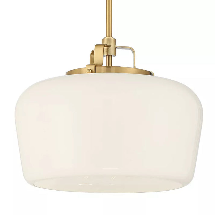 RoyaleGlow Modern Antique Brass Opal Glass Pendant Light for Kitchen Island