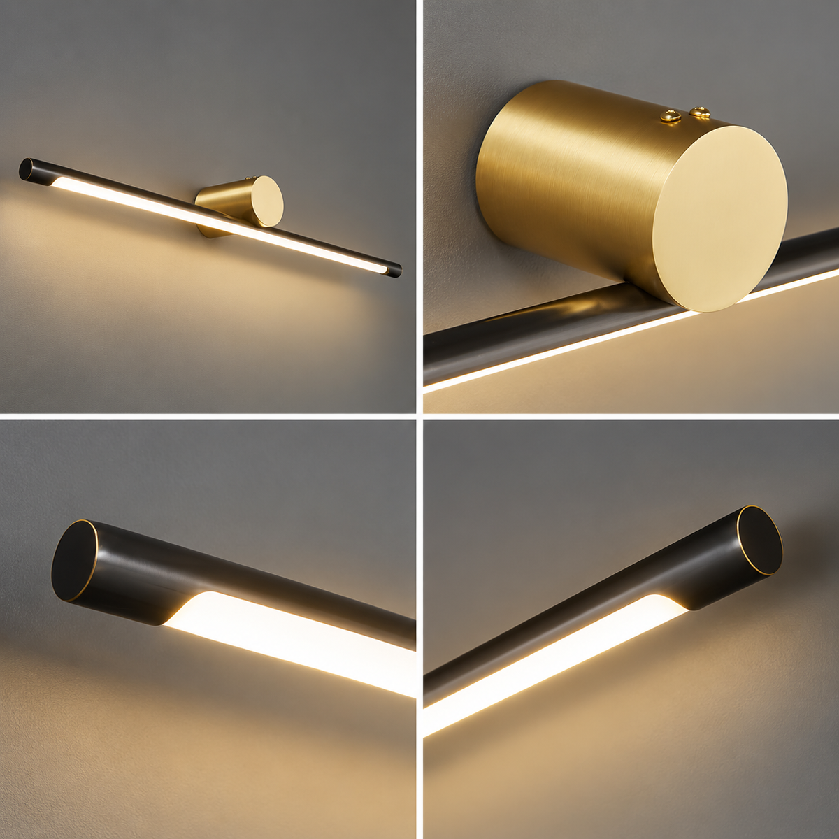 Royelux Modern Linear LED Bathroom Vanity Light Bar - Brass Wall Mounted Fixture