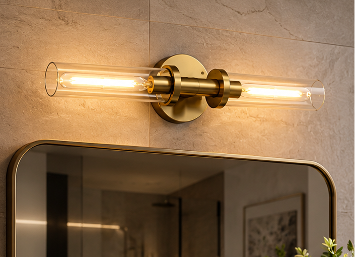 Royelux Modern Glass Tube Wall Sconce - Vanity Light Bathroom Fixture