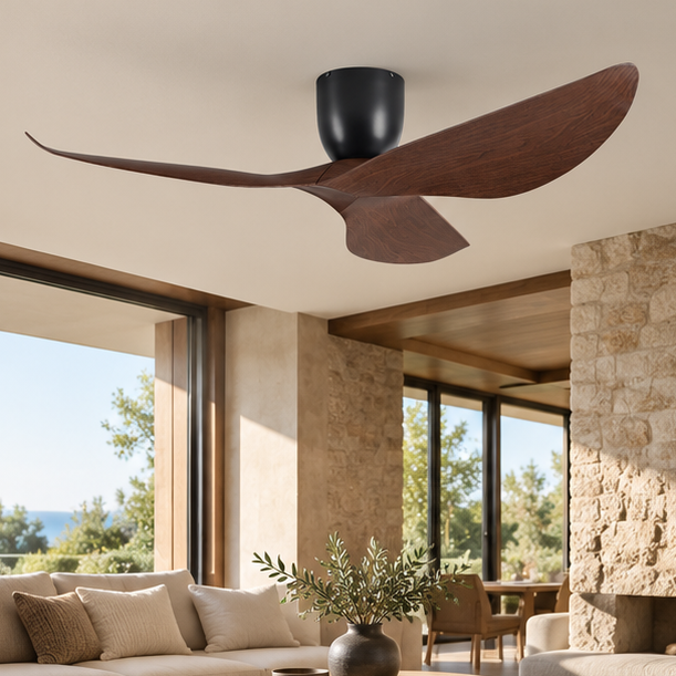 Royelux Modern Low Profile Flush Mount Ceiling Fan with Remote Control