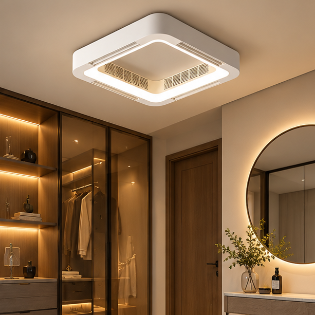 RoyaleGlow Flush Mount Bladeless Ceiling Fan With LED Light And Remote