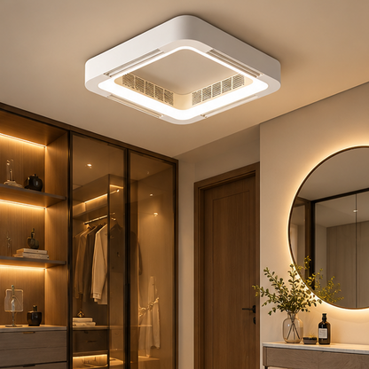 RoyaleGlow Flush Mount Bladeless Ceiling Fan With LED Light And Remote