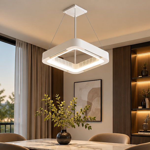 RoyaleGlow Flush Mount Bladeless Ceiling Fan With LED Light And Remote