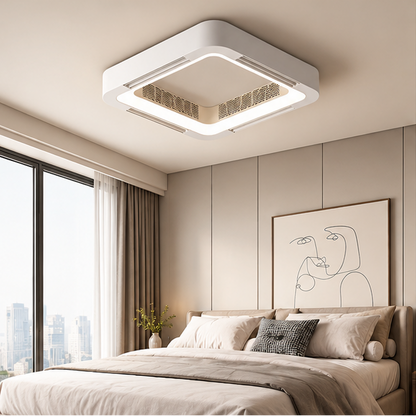 RoyaleGlow Flush Mount Bladeless Ceiling Fan With LED Light And Remote