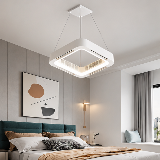 RoyaleGlow Flush Mount Bladeless Ceiling Fan With LED Light And Remote