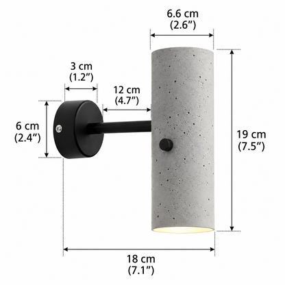Royelux Minimalist Cement LED Wall Spotlight with Swivel Joint