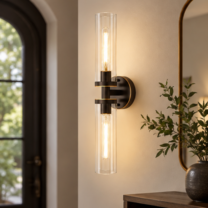 Royelux Modern Glass Tube Wall Sconce - Vanity Light Bathroom Fixture