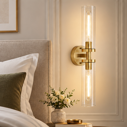 Royelux Modern Glass Tube Wall Sconce - Vanity Light Bathroom Fixture