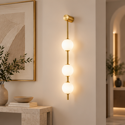 Royelux Modern LED Glass Globe Wall Sconce Three Light Fixture